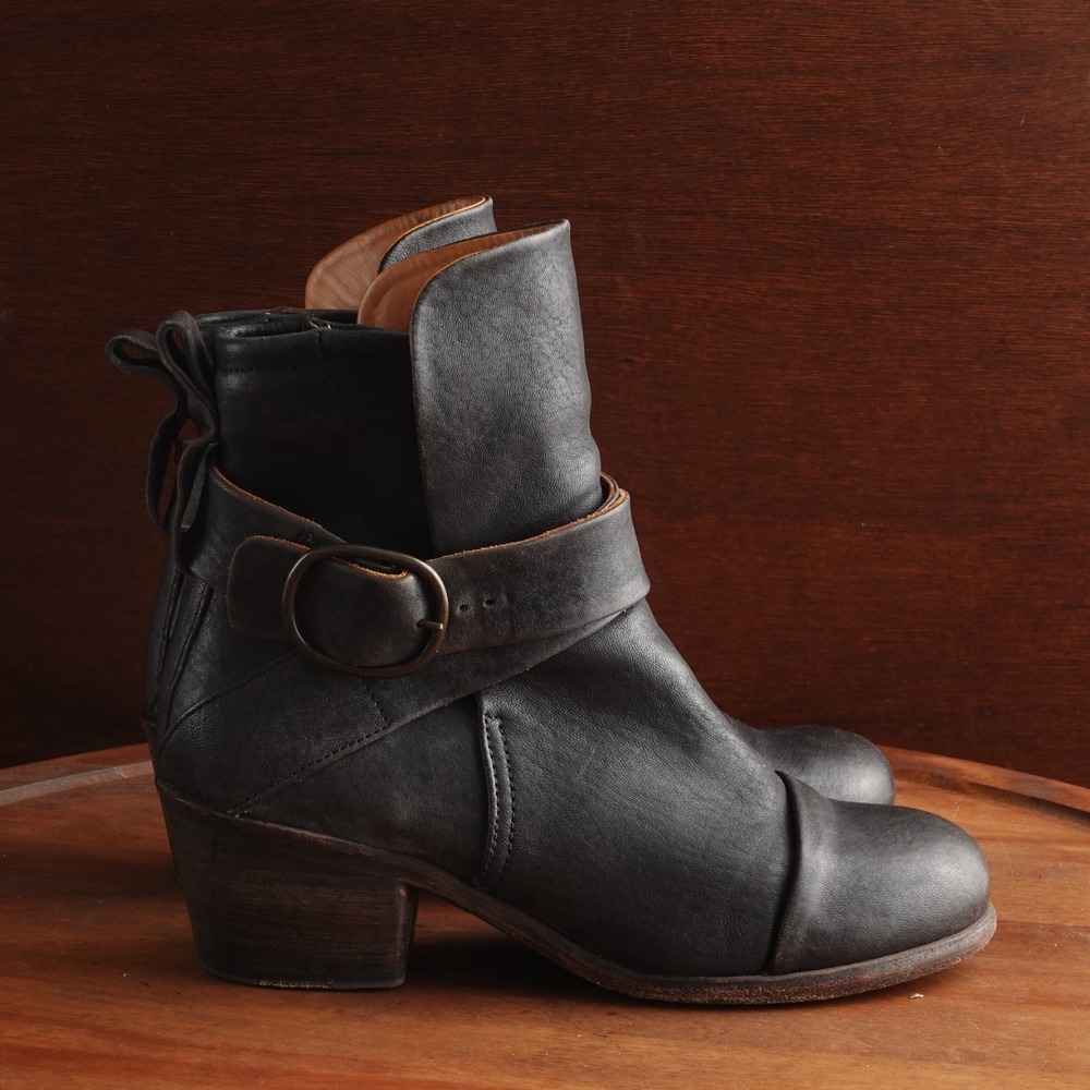 P. Monjo Boots Women SZ EU 36 US 6 BLK Lexi Leather Moto Western Coastal Cowgirl